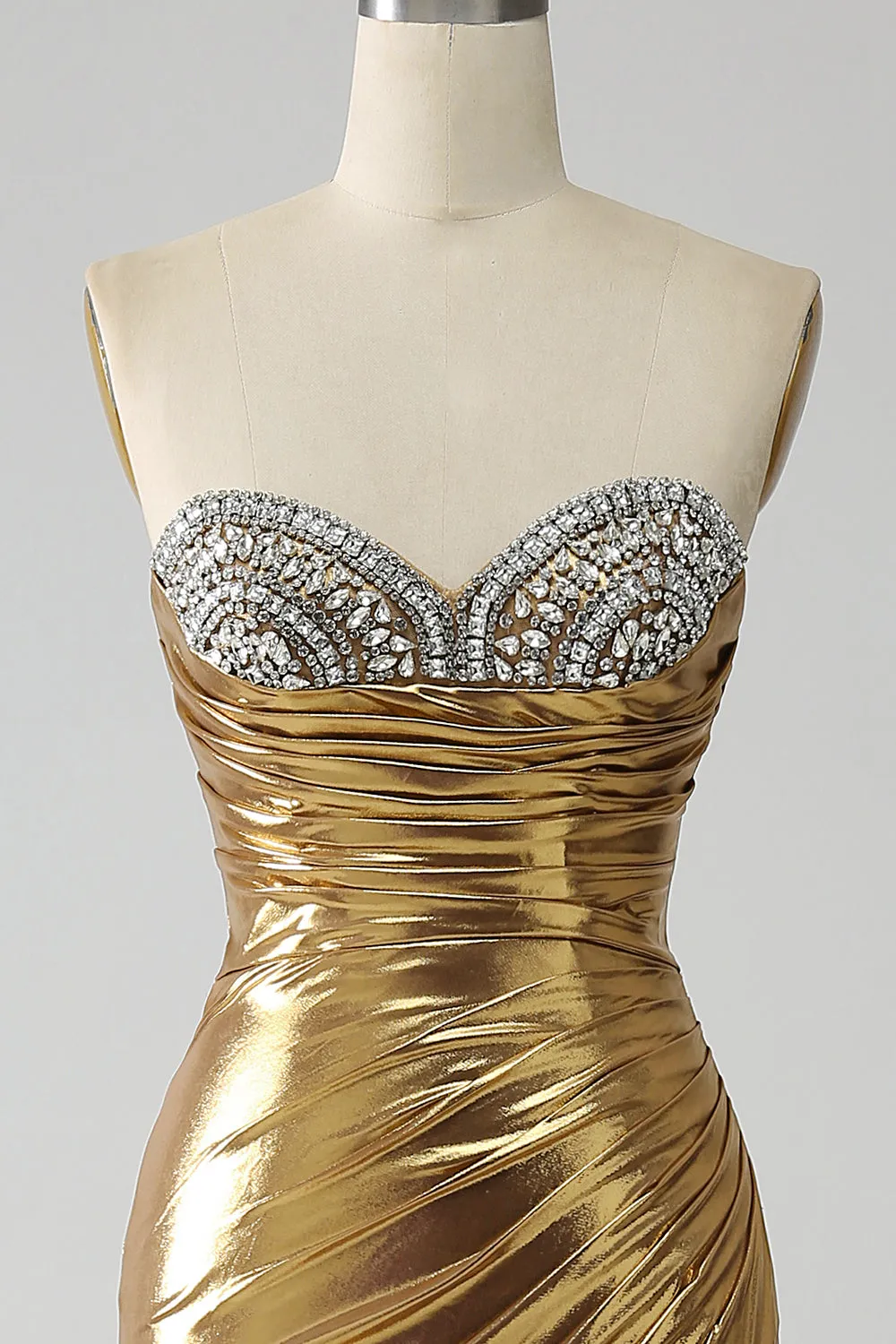 Golden Mermaid Abito da ballo lungo senza spalline con fessura