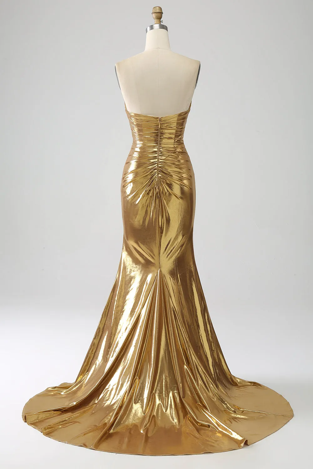 Golden Mermaid Abito da ballo lungo senza spalline con fessura