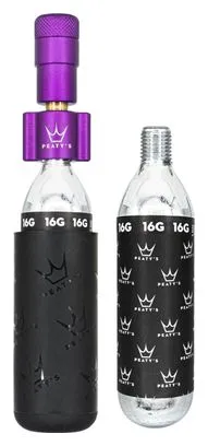 Gonfiatore CO2 Peaty's Holeshot Road/Gravel Violet + 2 cartucce CO2 (16g)