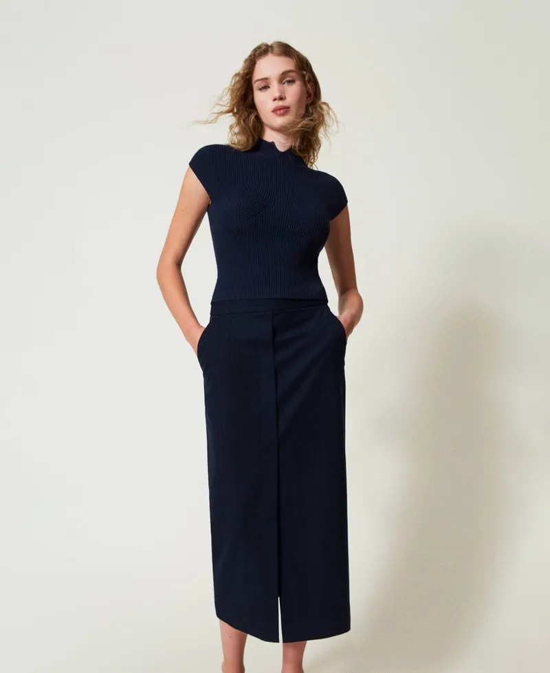 Gonna longuette gessata lurex