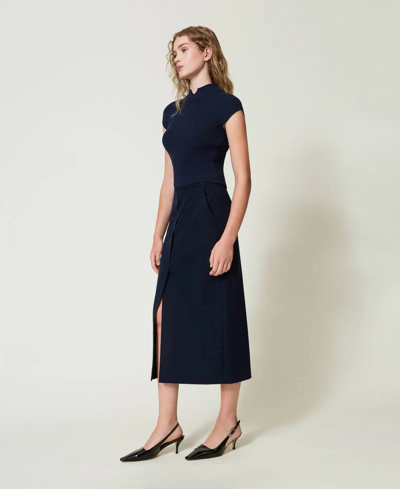 Gonna longuette gessata lurex