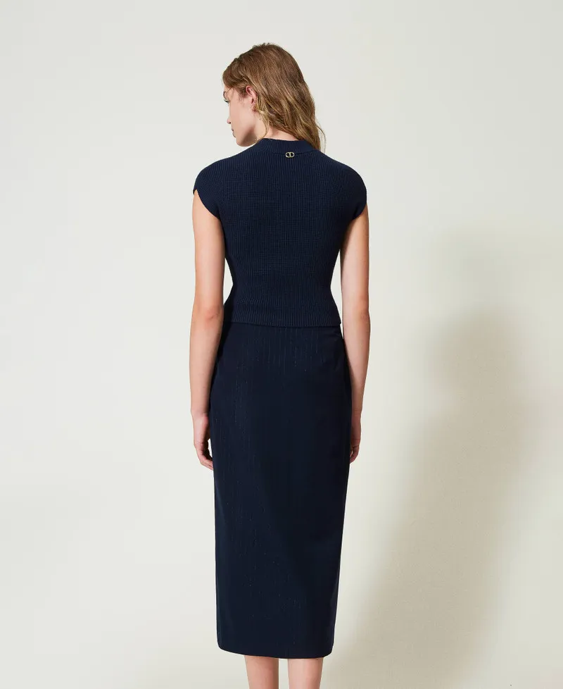 Gonna longuette gessata lurex