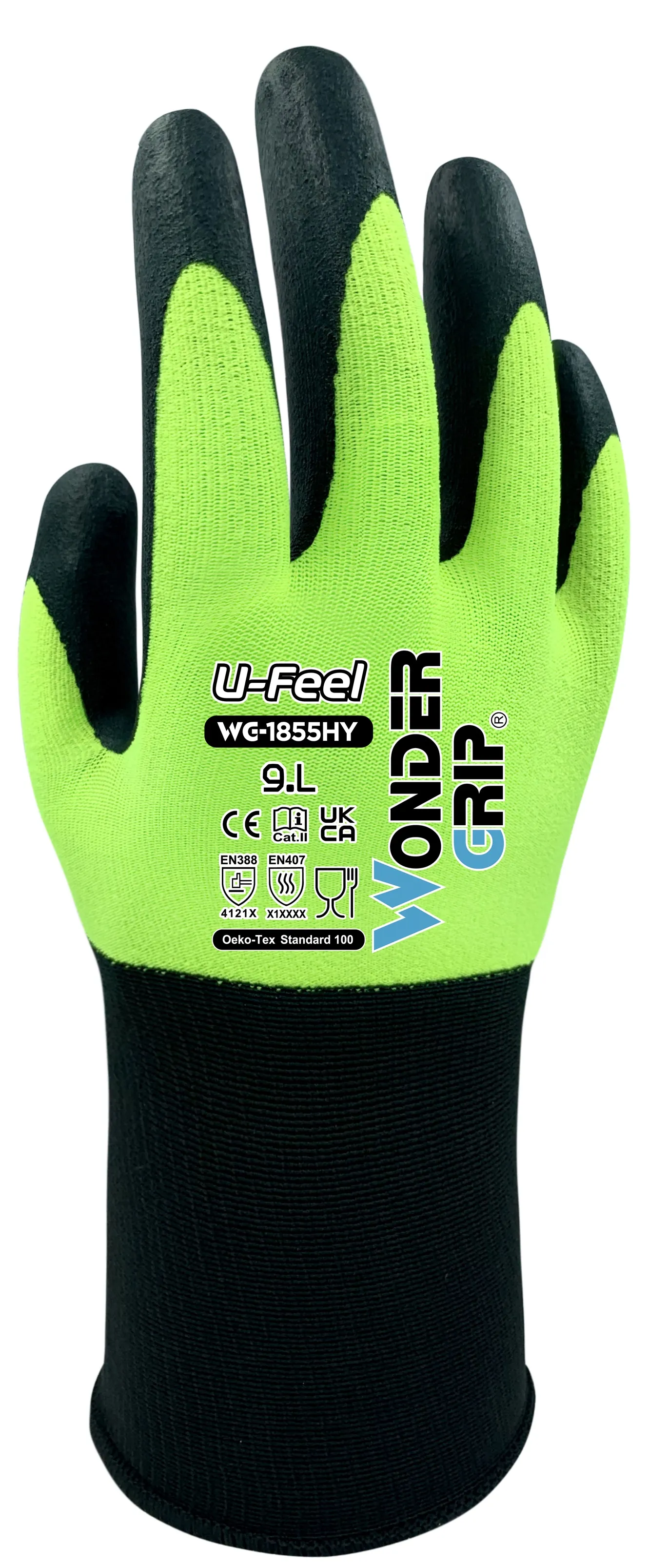 Guanti Wonder Grip WG-1855HY U-FEEL, Tg. 10, XL, in Poliestere, Spandex, col. Giallo ad alta visibilità