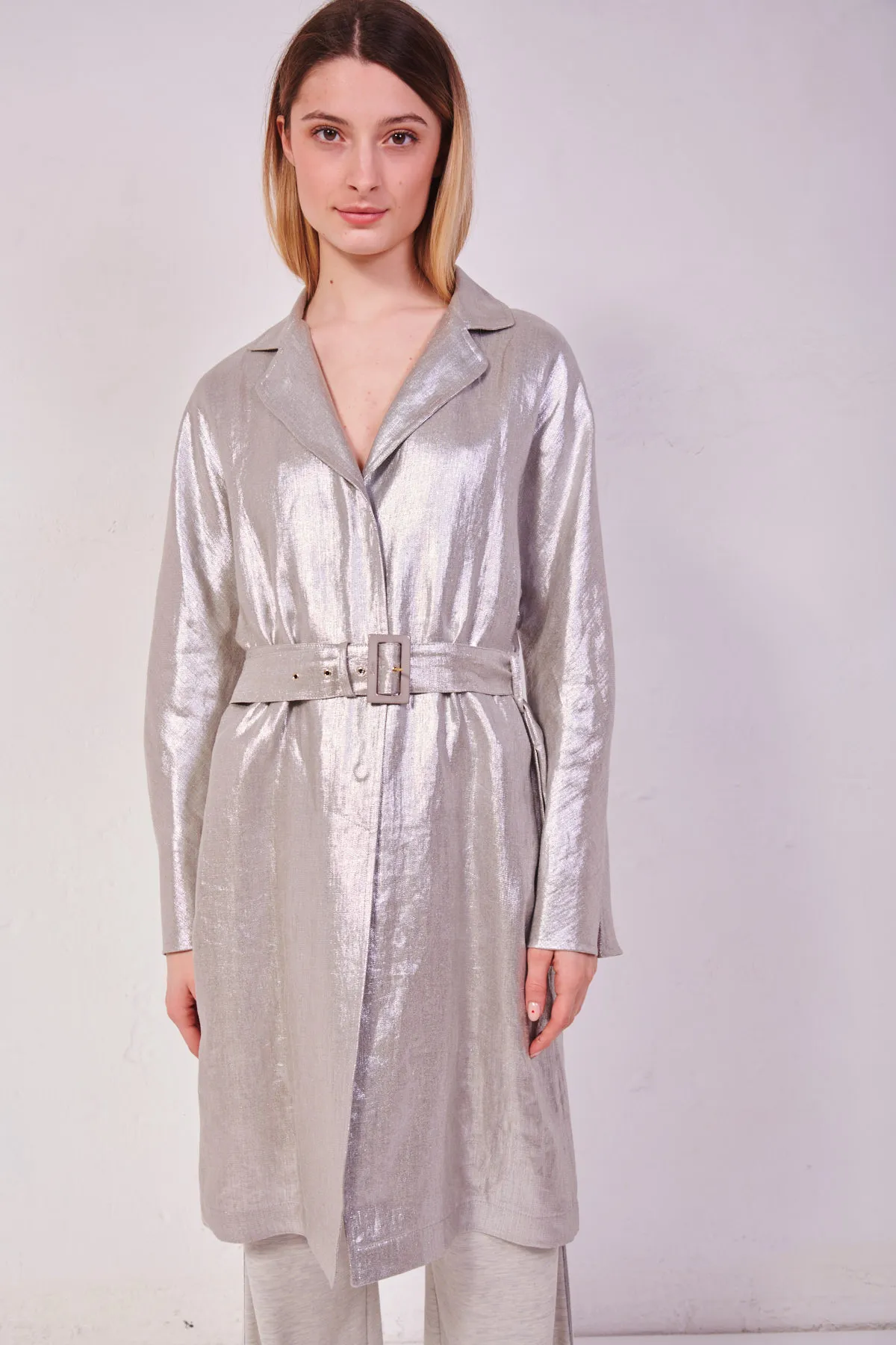 HERNO cappotto con cintura laminato