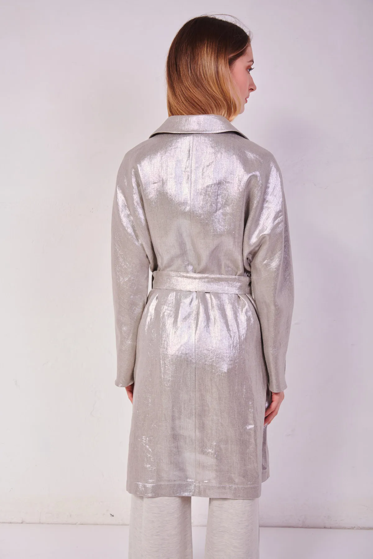 HERNO cappotto con cintura laminato