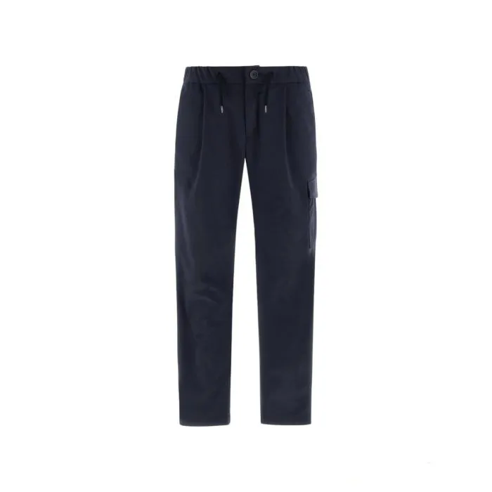 Herno Pantaloni Cargo Scamosciati Blu