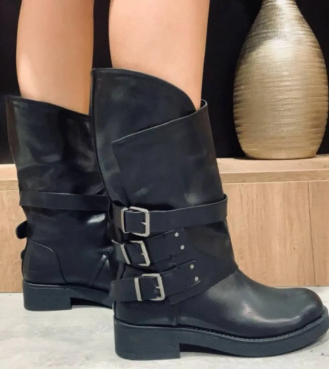 IF Fashion Stivali Stivaletti Tre Fibbie GR1165
