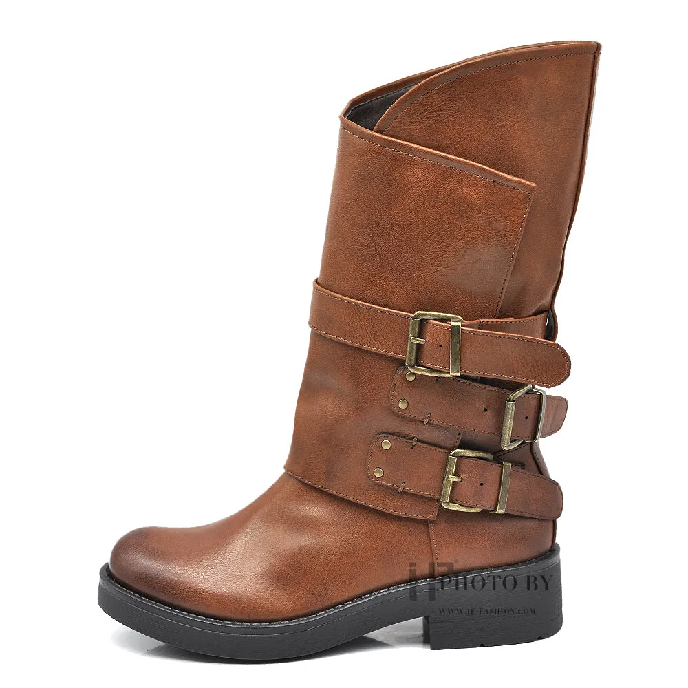 IF Fashion Stivali Stivaletti Tre Fibbie GR1165
