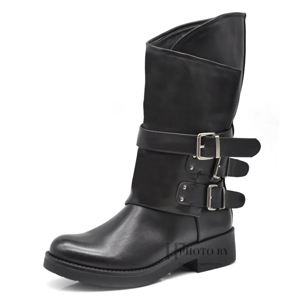 IF Fashion Stivali Stivaletti Tre Fibbie GR1165