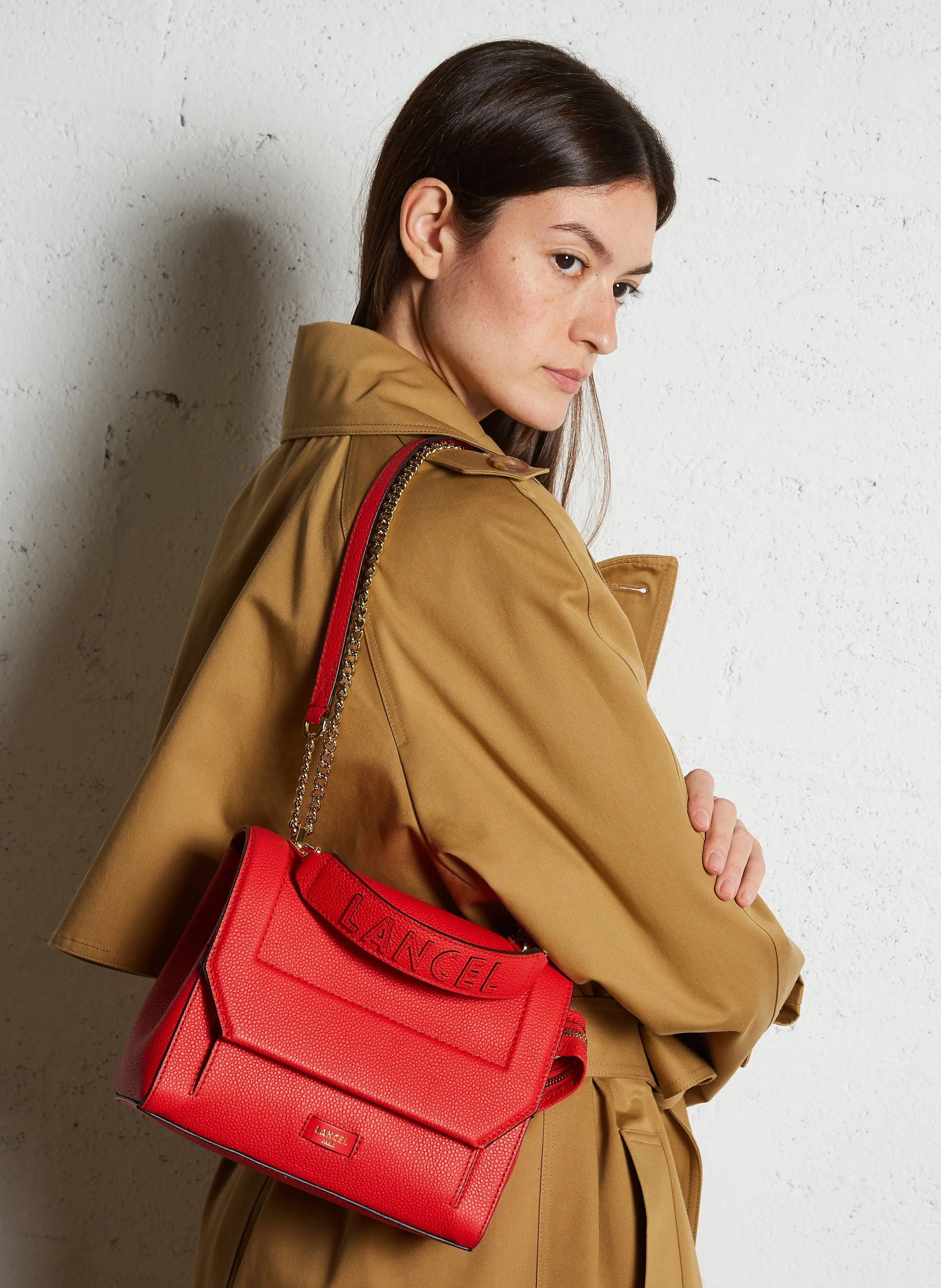 LANCEL   NINON M - Borsa a bisaccia in pelle Pia large | Rosso