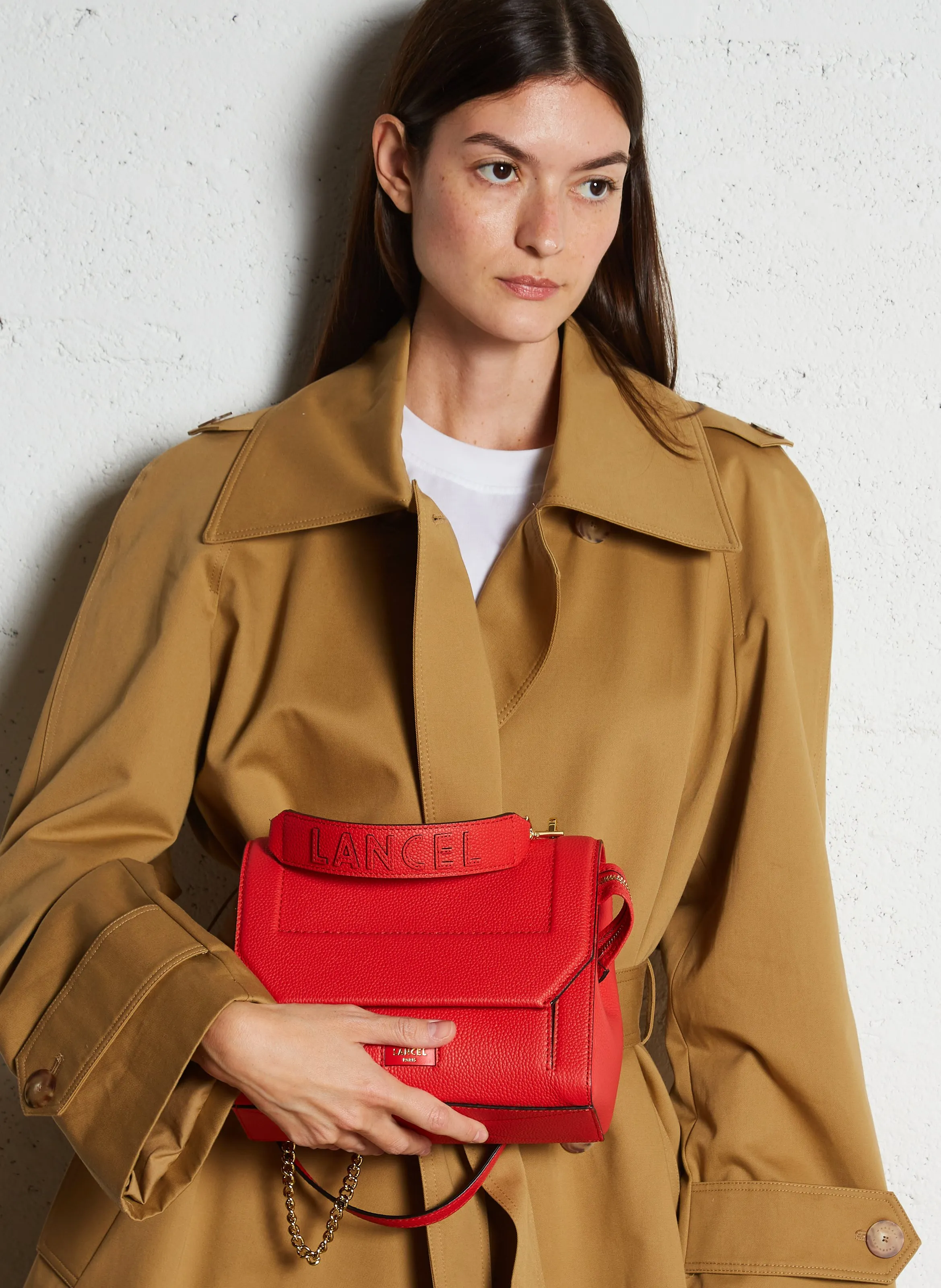  LANCEL   NINON M - Borsa a bisaccia in pelle Pia large | Rosso
