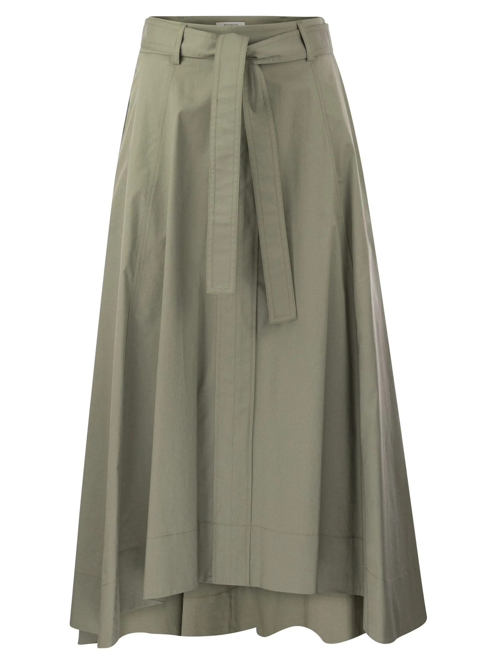Long skirt in lightweight stretch cotton satin