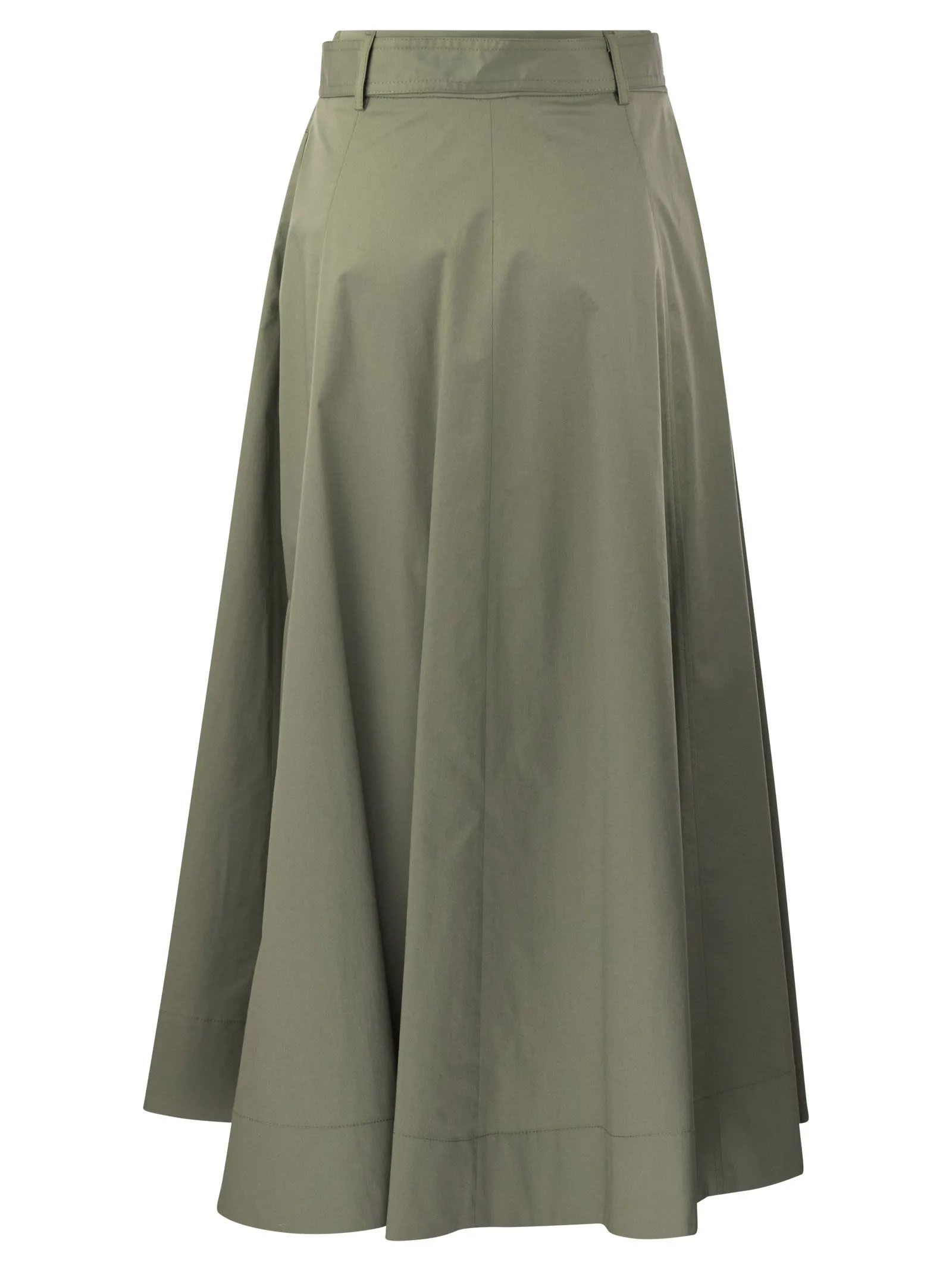 Long skirt in lightweight stretch cotton satin