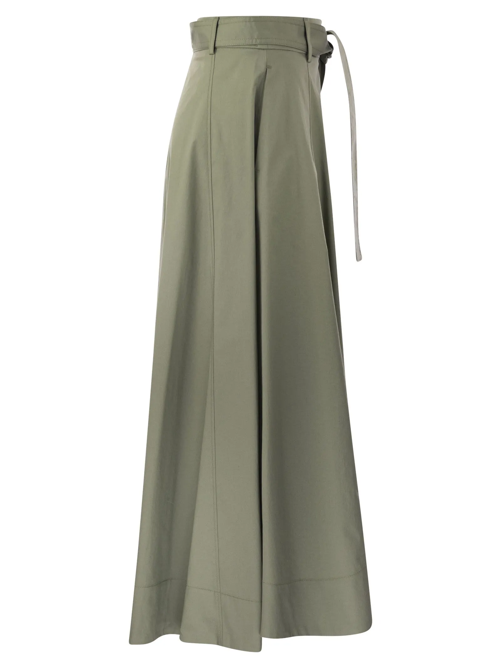 Long skirt in lightweight stretch cotton satin