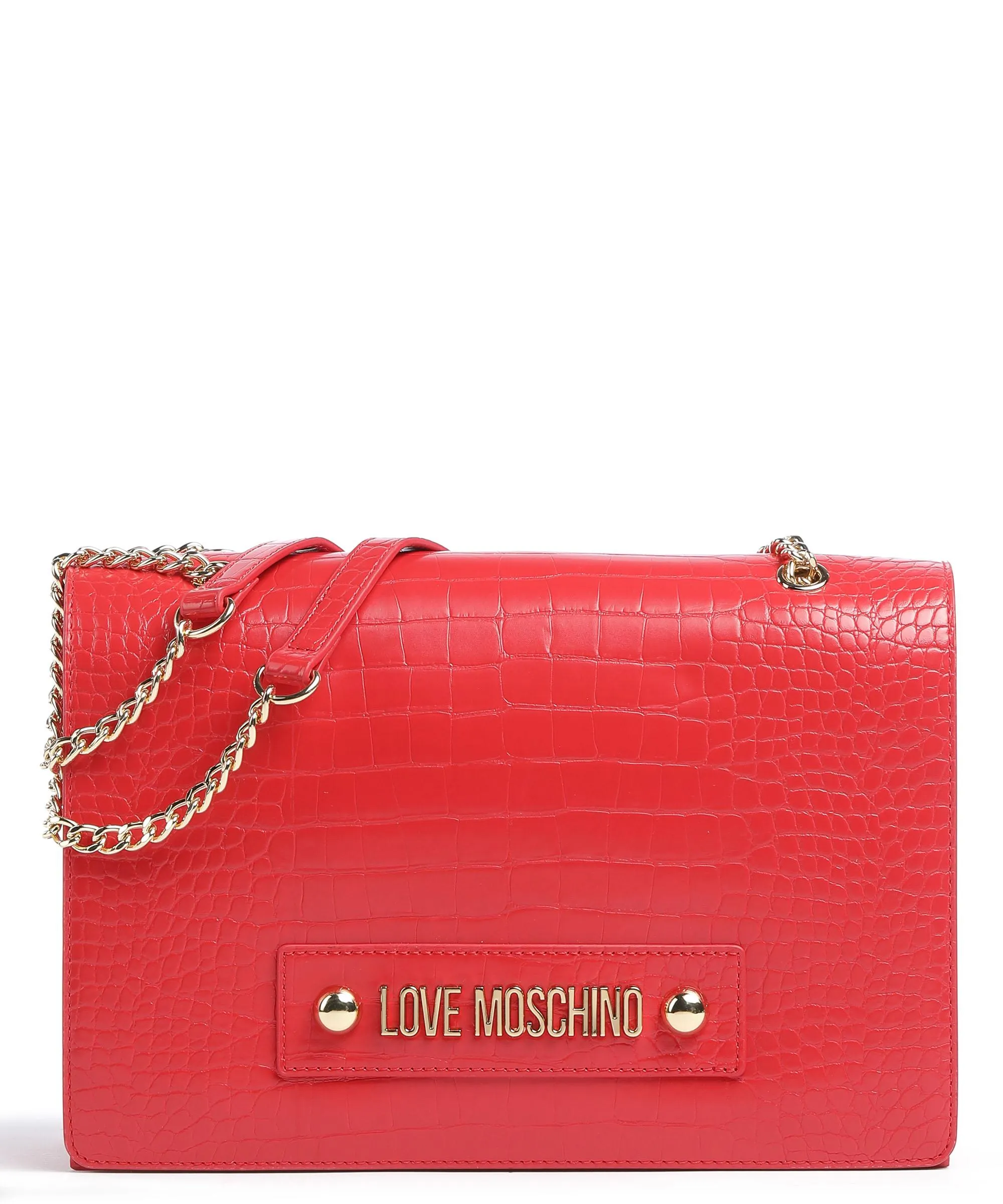  Love Moschino Big Logo Croco Borsa a spalla pelle sintetica rosso  