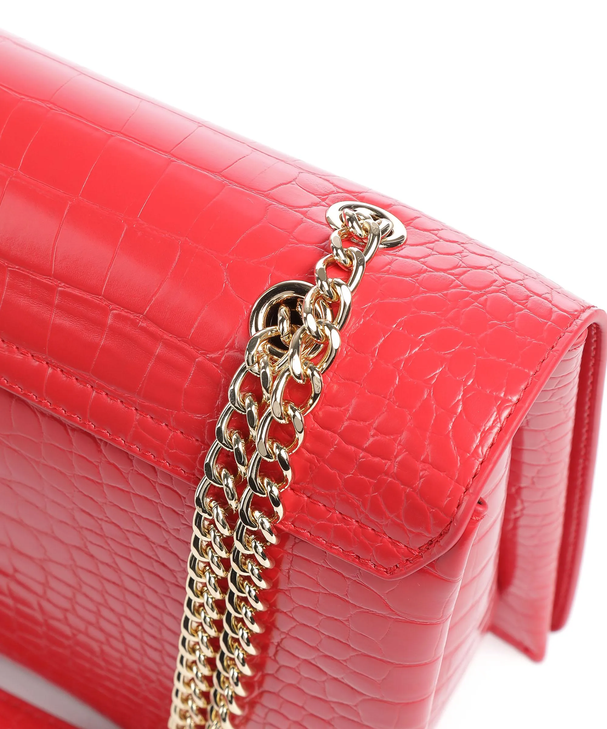  Love Moschino Big Logo Croco Borsa a spalla pelle sintetica rosso  