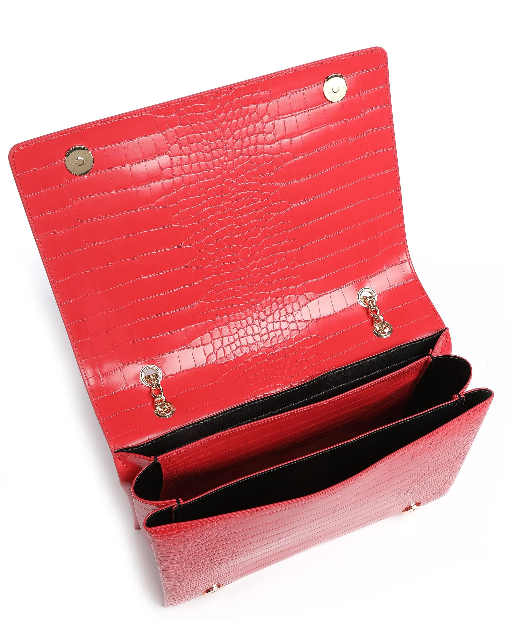  Love Moschino Big Logo Croco Borsa a spalla pelle sintetica rosso  