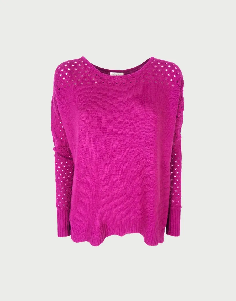 Maglia traforata ciclamino