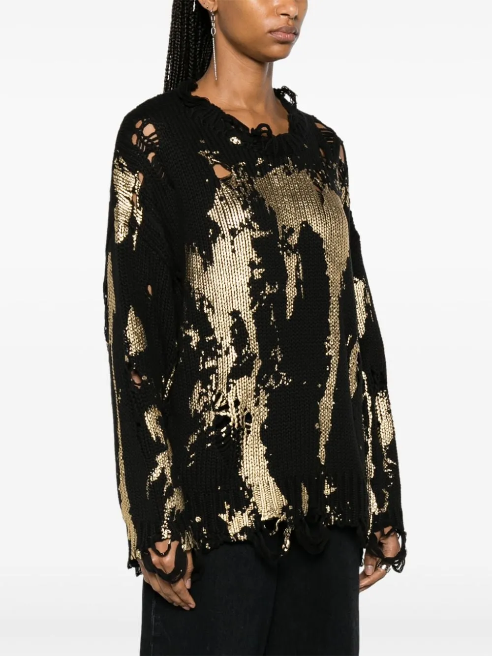 Maglione con stampa in nero - donna