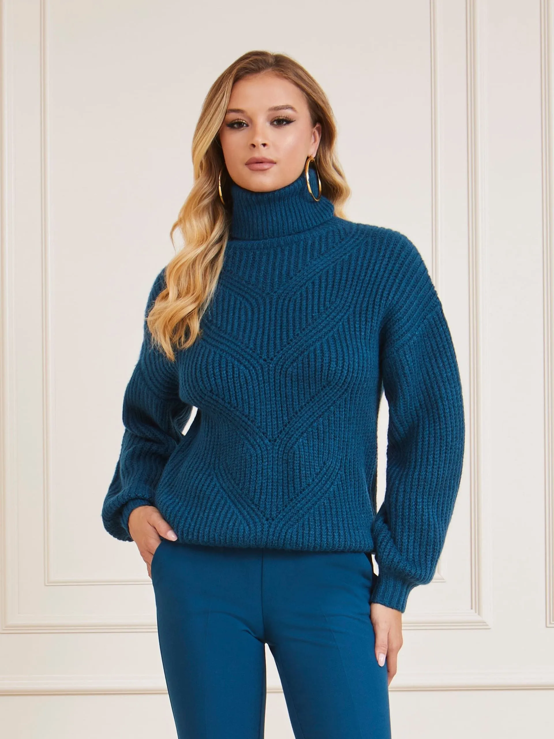 Maglione misto lana collo alto marciano