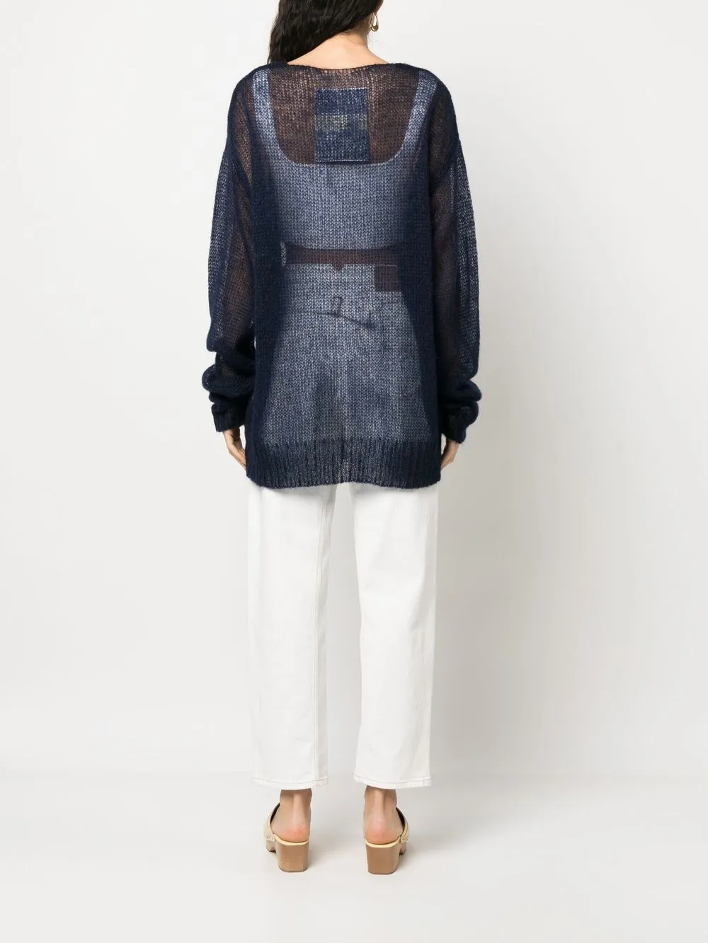 Maglione semi trasparente in blu - unisex