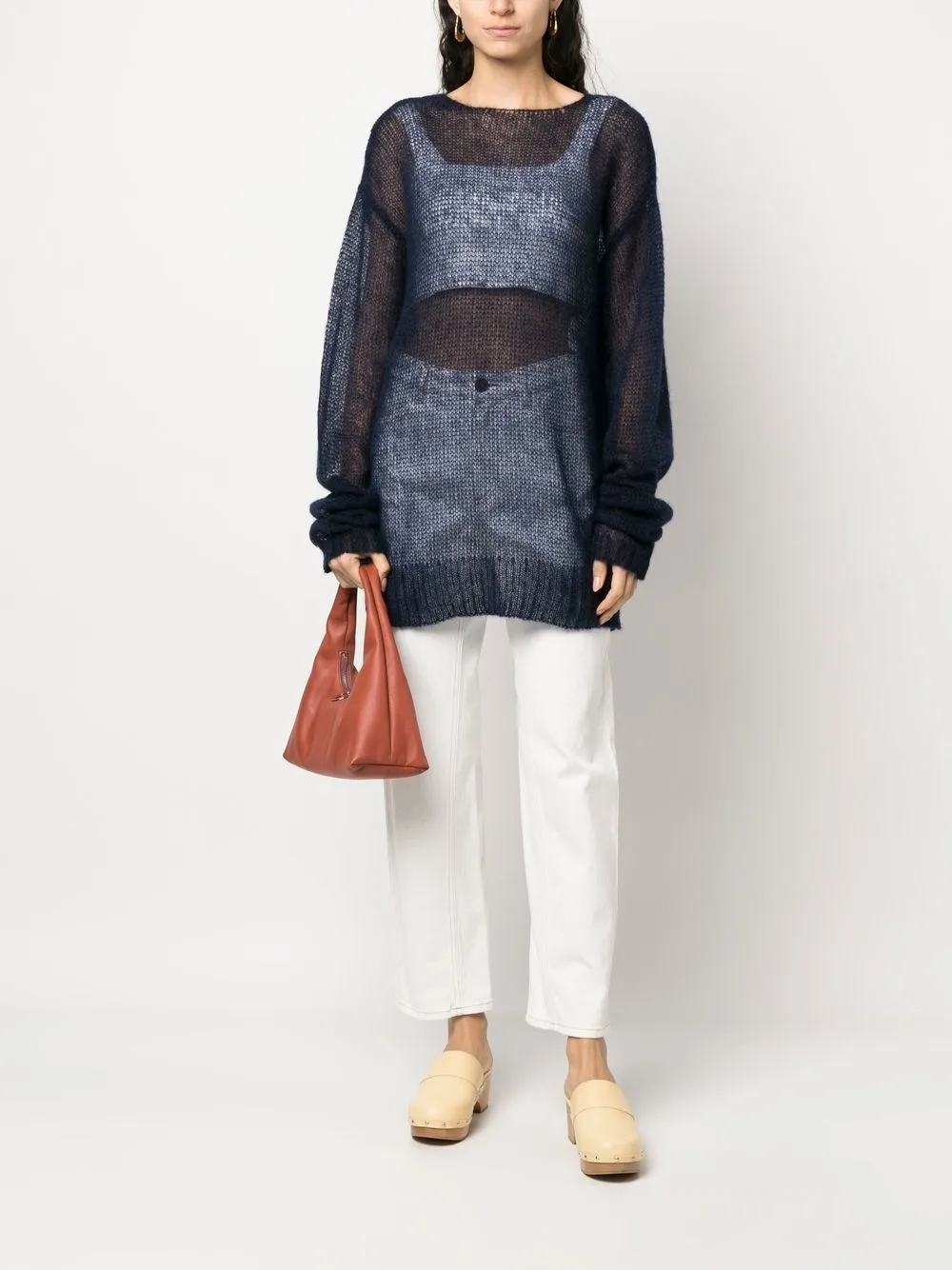Maglione semi trasparente in blu - unisex