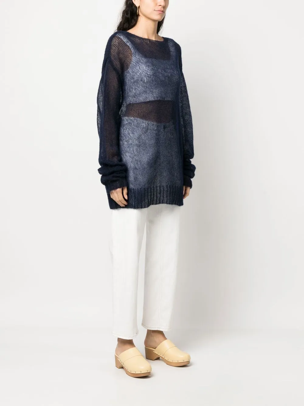 Maglione semi trasparente in blu - unisex