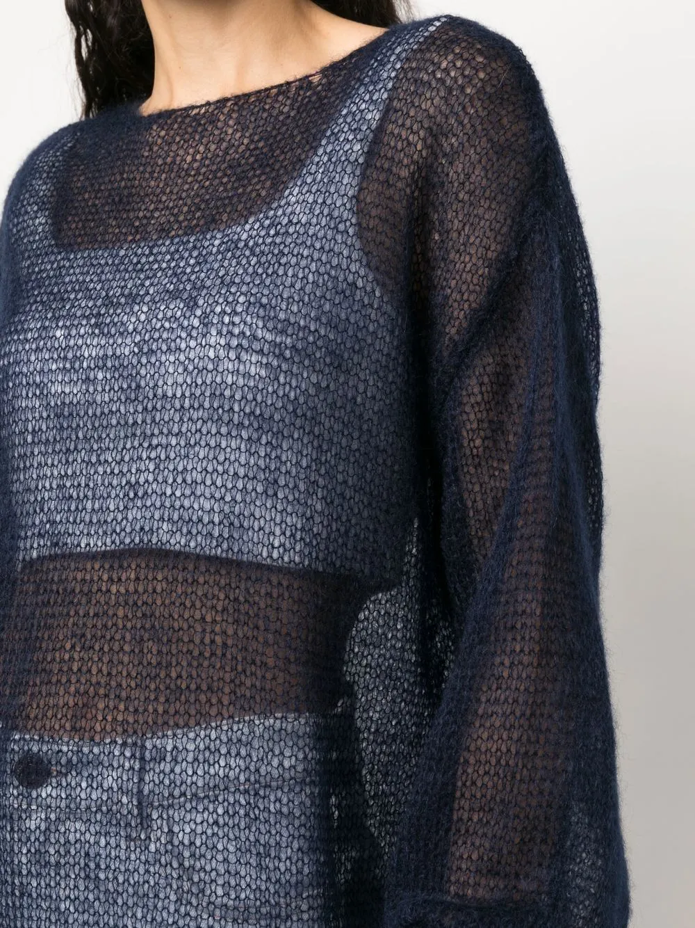 Maglione semi trasparente in blu - unisex
