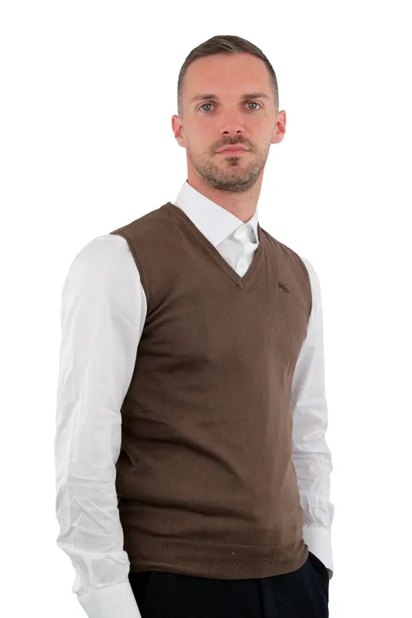 MAGLIONE SMANICATO MARRONE 