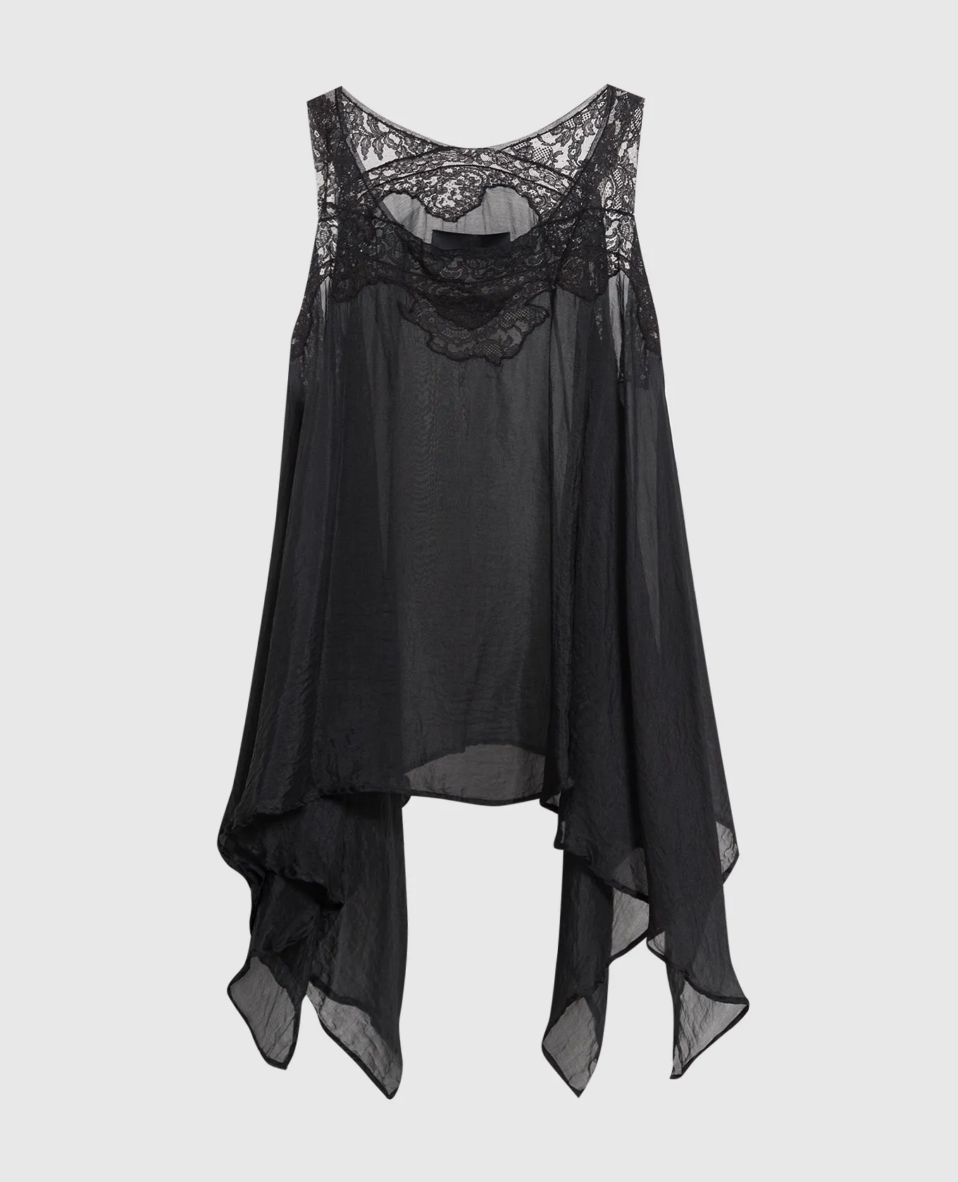 Marc Le Bihan Top nero con pizzo di seta 2688PE23