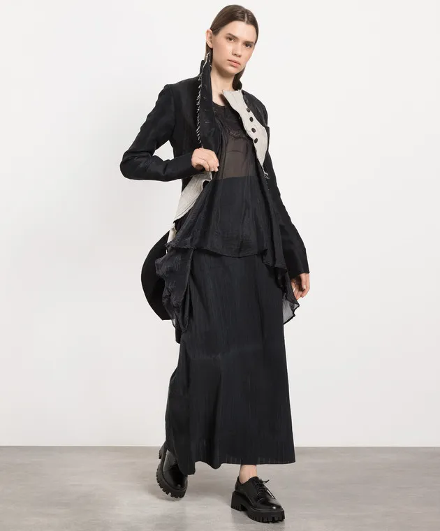 Marc Le Bihan Top nero con pizzo di seta 2688PE23