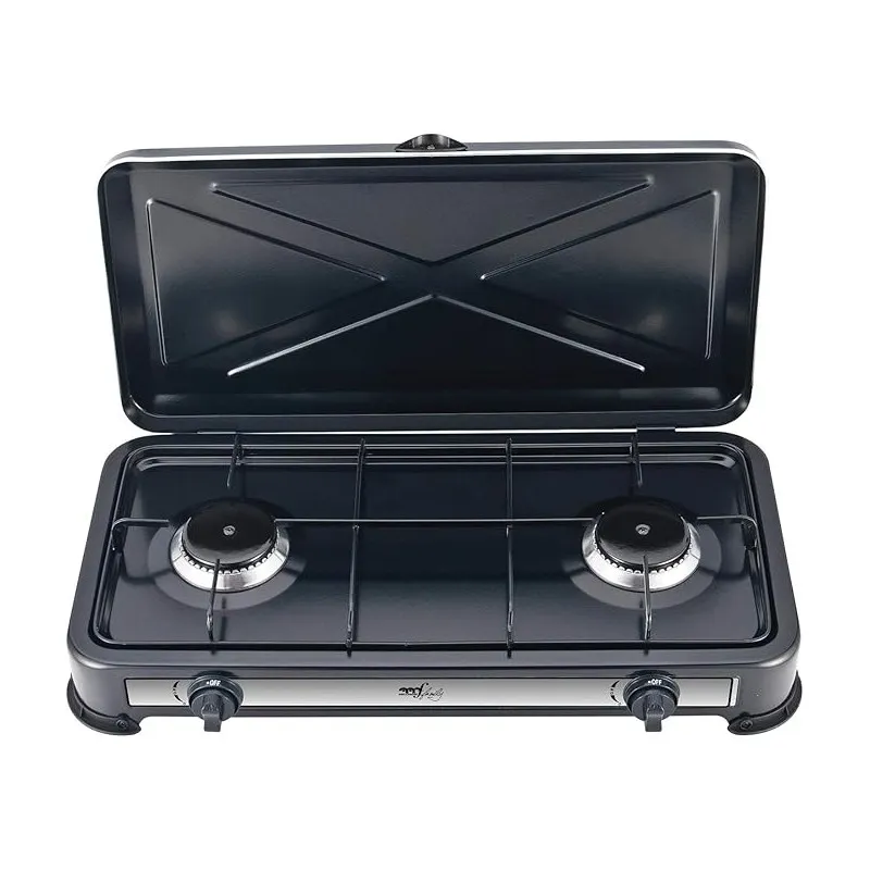 MELCHIONI FAMILY MINERVA 2 FORNELLO A GAS / GPL DA CAMPEGGIO A 2 FUOCHI 5.66KW nero