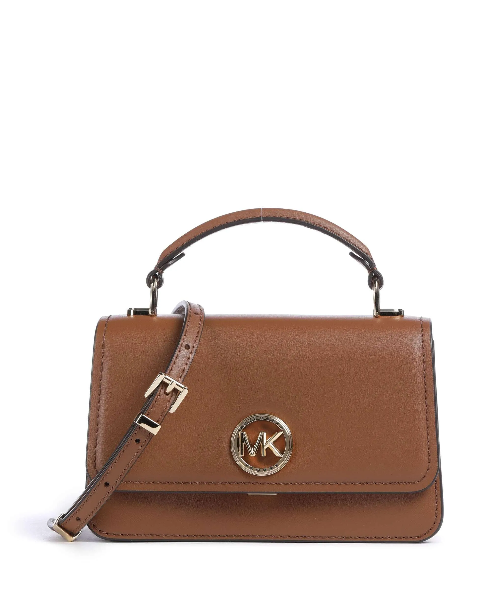  Michael Kors Delancey Borsa a tracolla pelle di vacchetta finemente grana marrone  