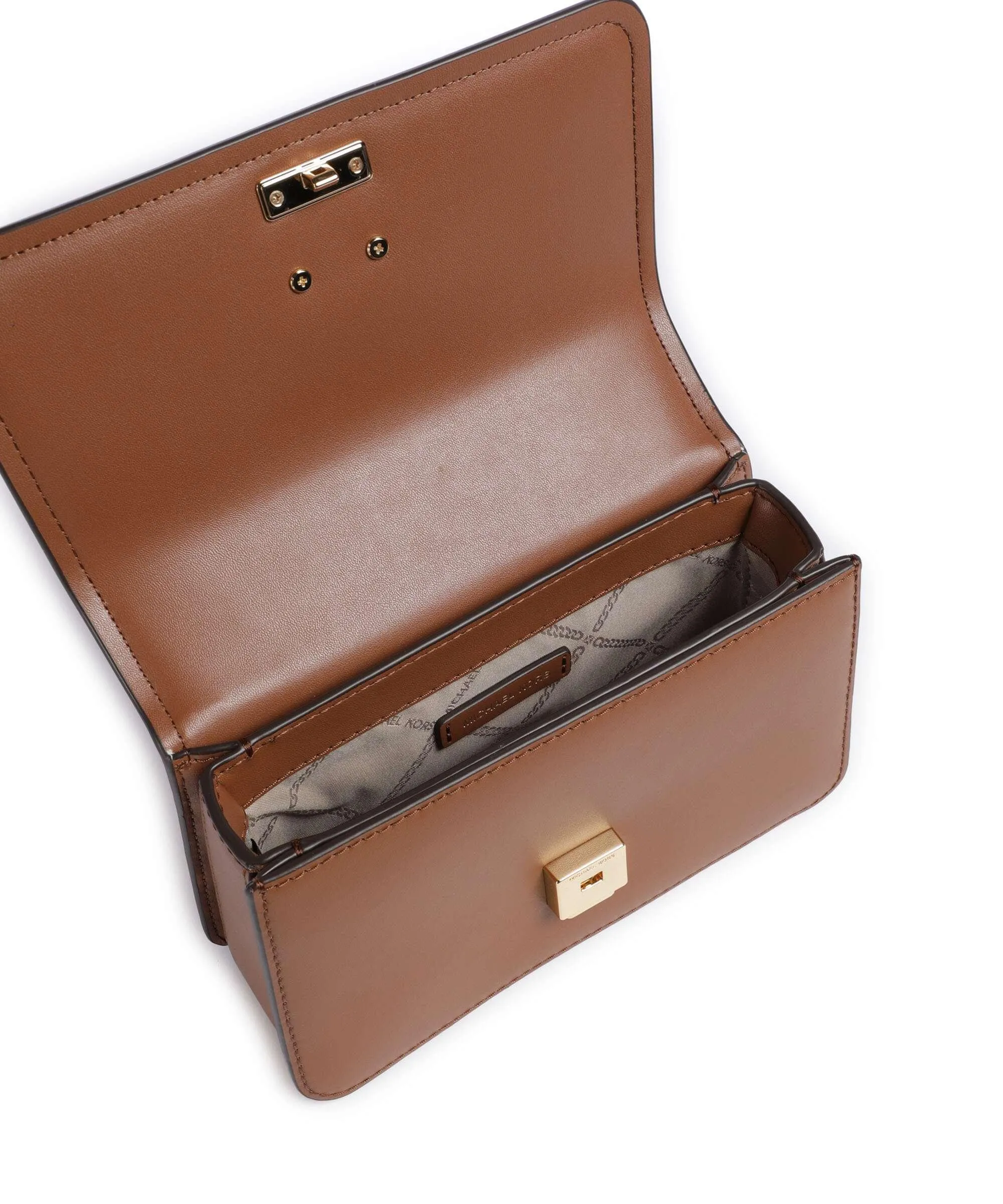  Michael Kors Delancey Borsa a tracolla pelle di vacchetta finemente grana marrone  
