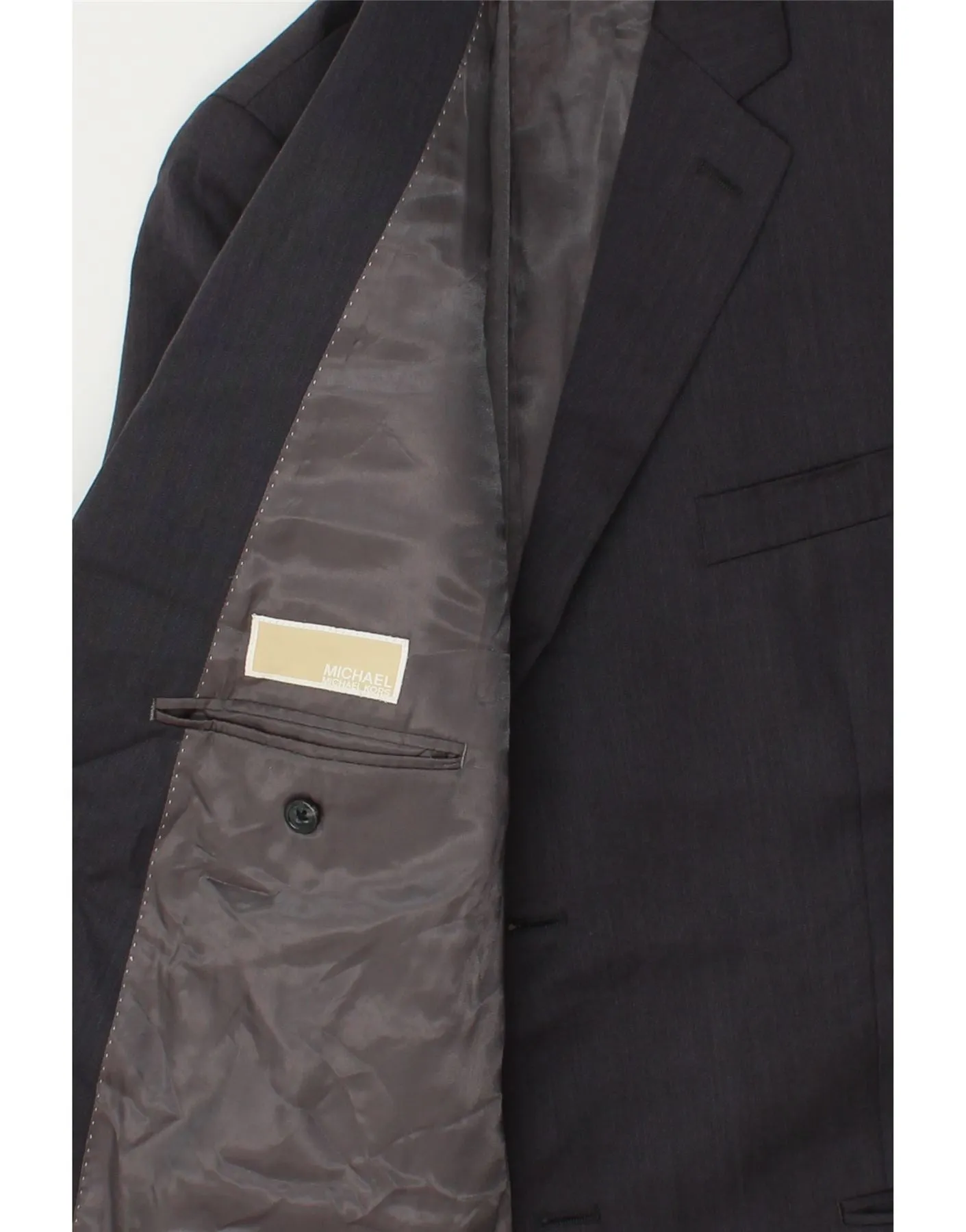 MICHAEL KORS Mens 2 Button Blazer Jacket UK 46 3XL Navy Blue Wool