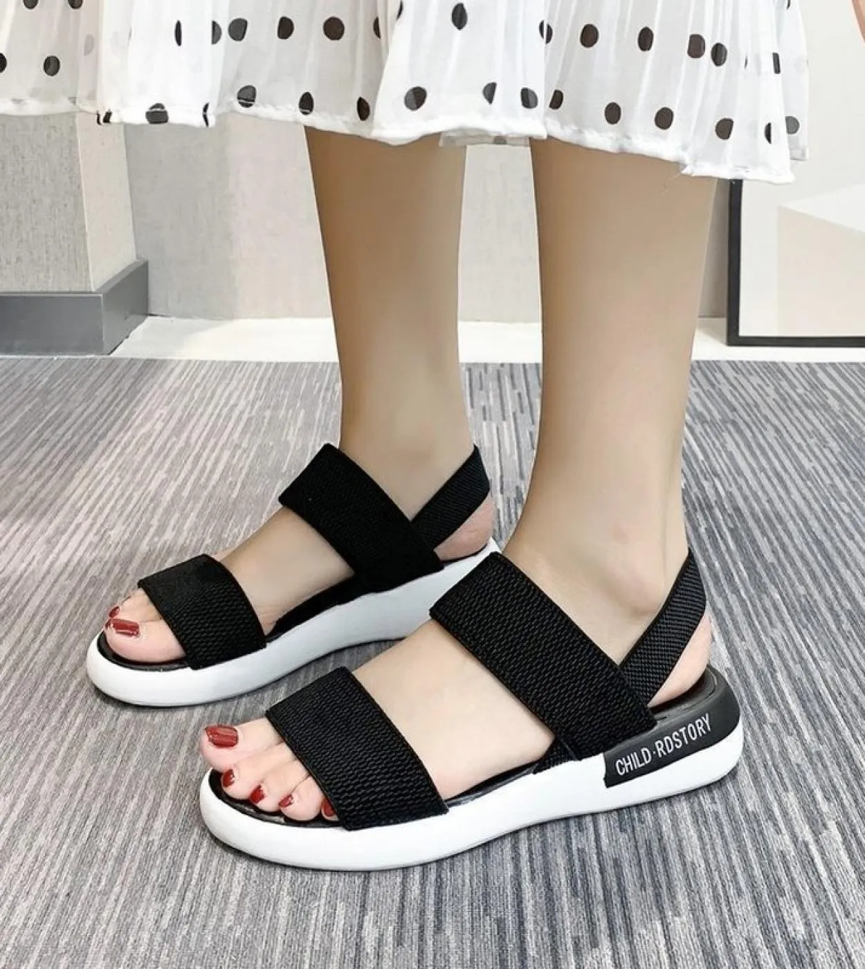 Modo libero di trasporto Lady Sandals Women 2022 Shoes For Women Platform Sandals Ladies New Stretch Fabric Summer Flat Cas