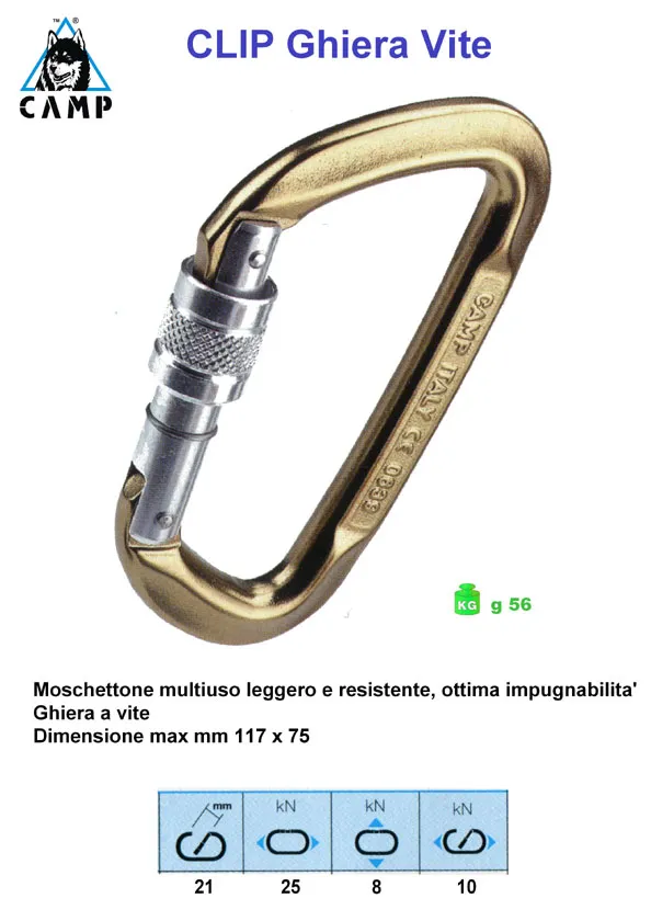 Moschettone CLIP CON GHIERA CAMP