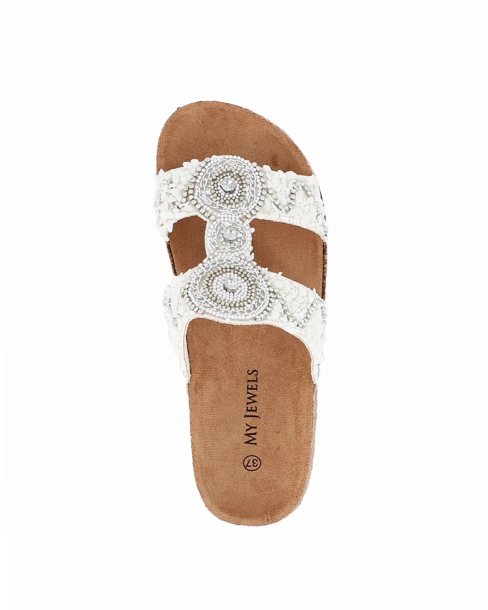 MY JEWELS - Ciabatta bianca decorata con perline e strass                                            Previous productMY JEWELS -