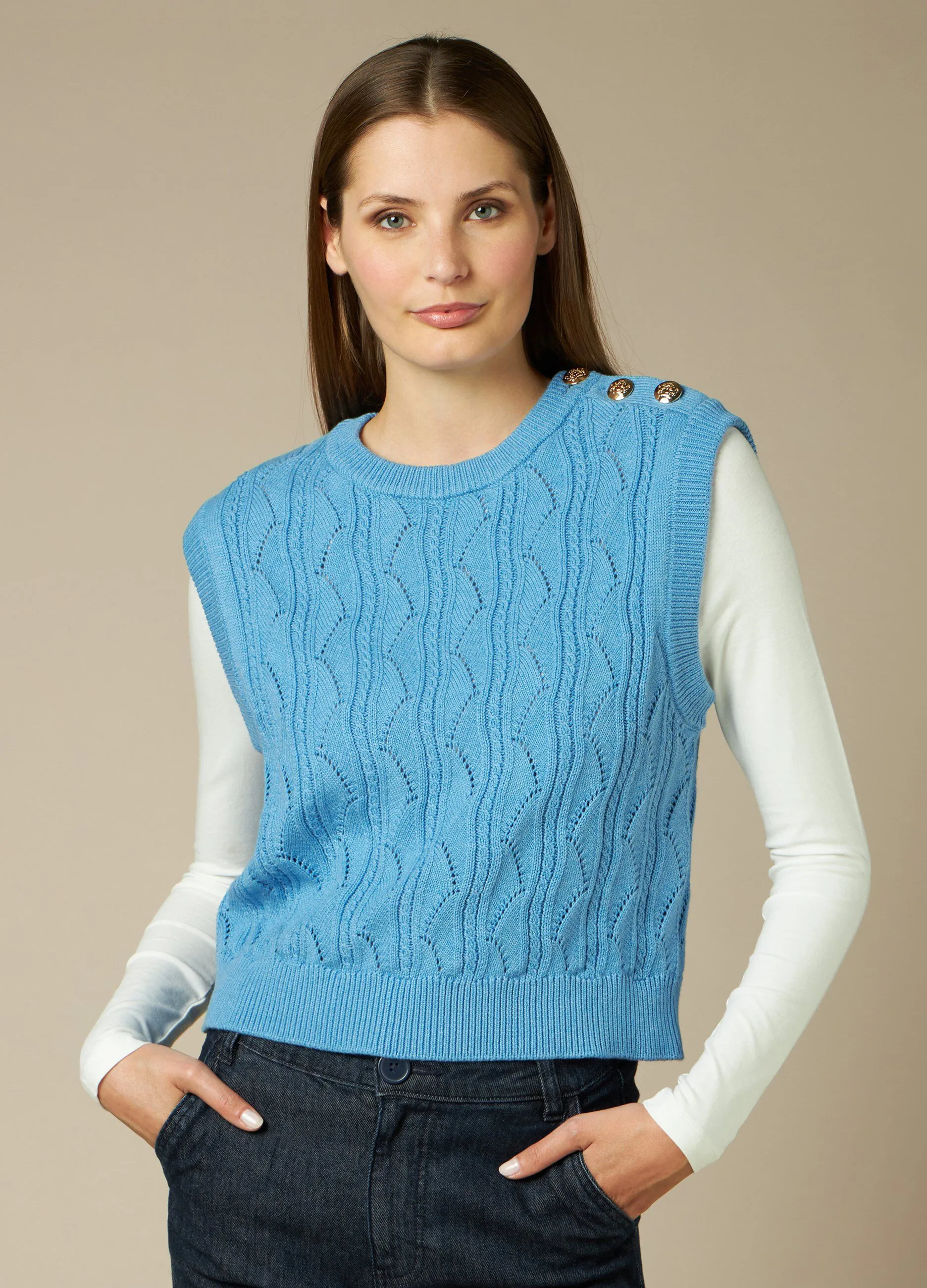 NICE & CHIC  Gilet tricot in puro cotone donna