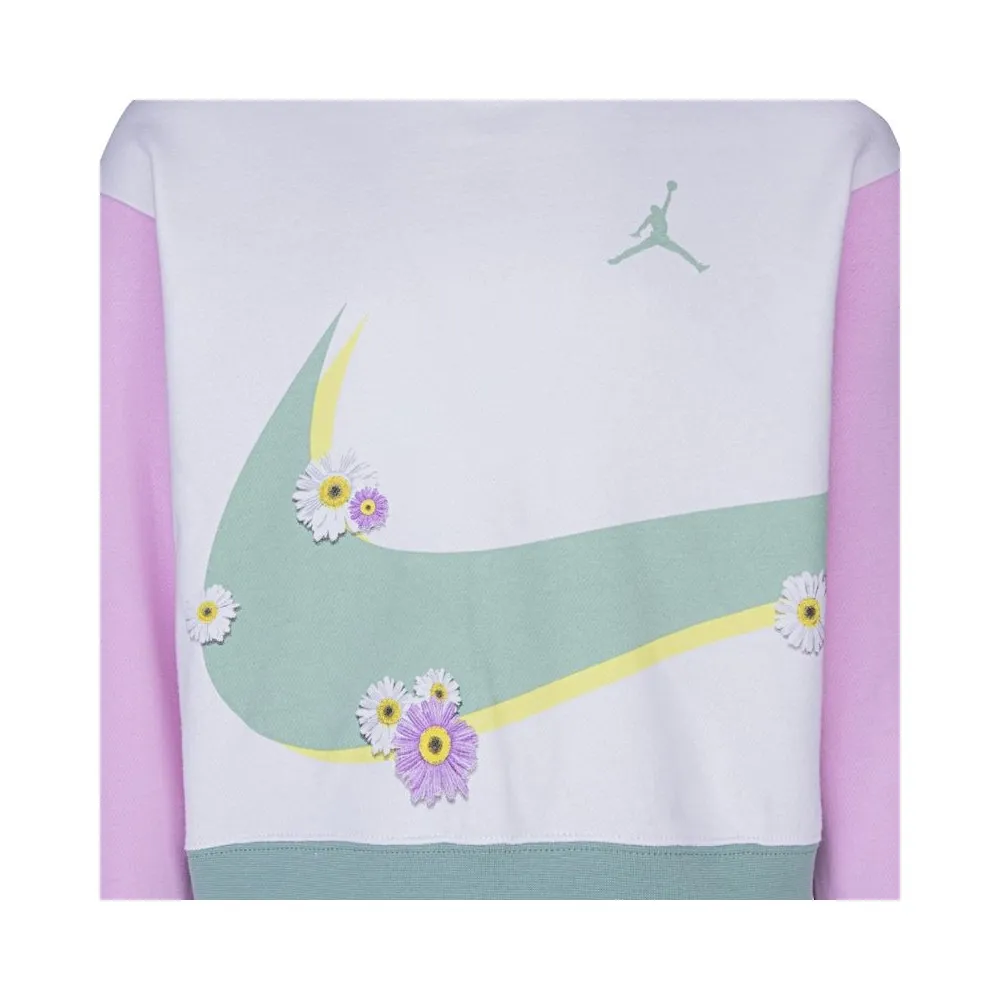 NIKE JORDAN SWOOSH WRAP PULLOVER - Bambina - FELPA FLOREALE ROSA-VERDE-BIANCO - 45B319-001