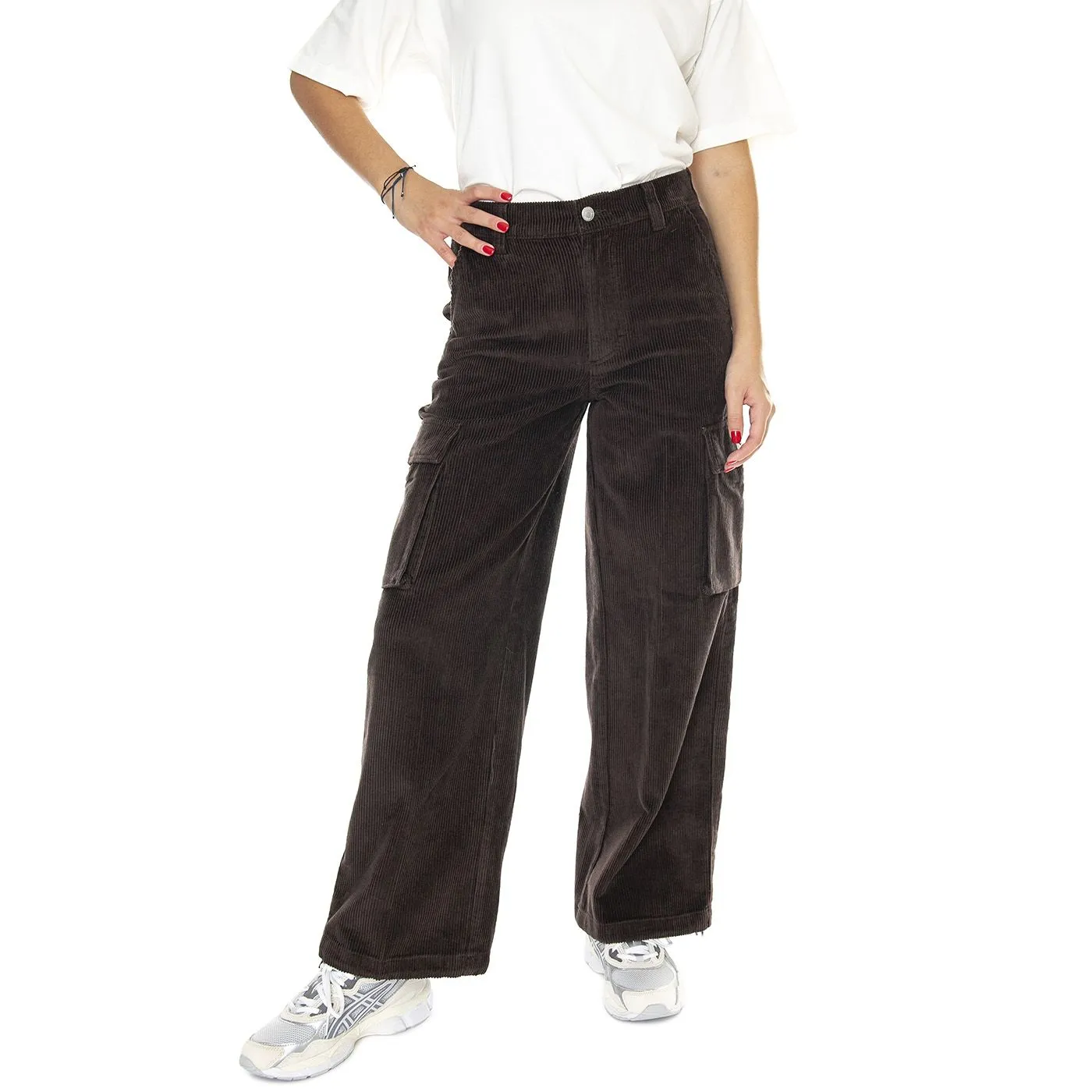 Obey Andrea Baggy Cargo Pant Java Brown - Pantaloni Donna Marroni    