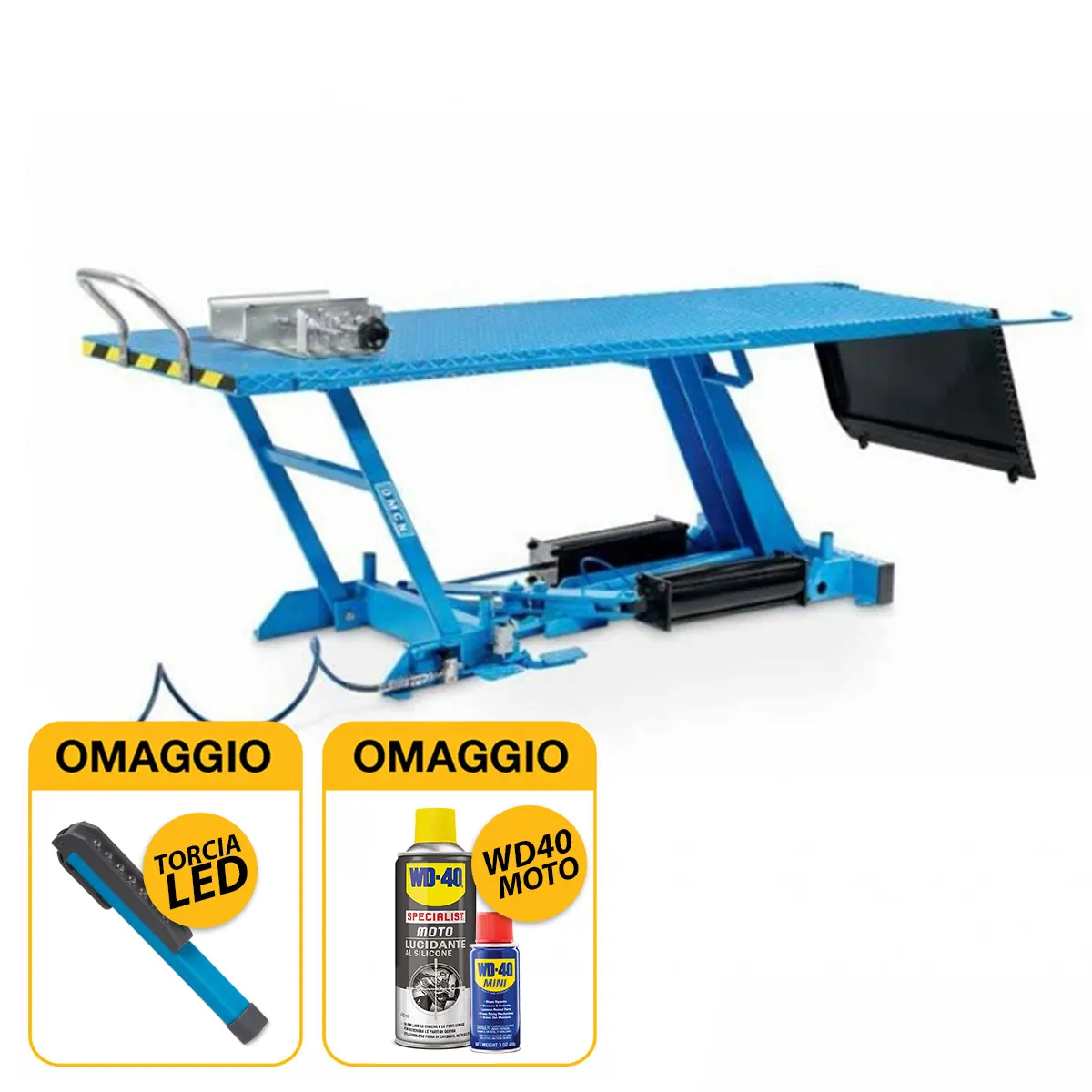 OMCN 196/B - Sollevatore moto pneumatico con finestra estraibile, portata 500kg 