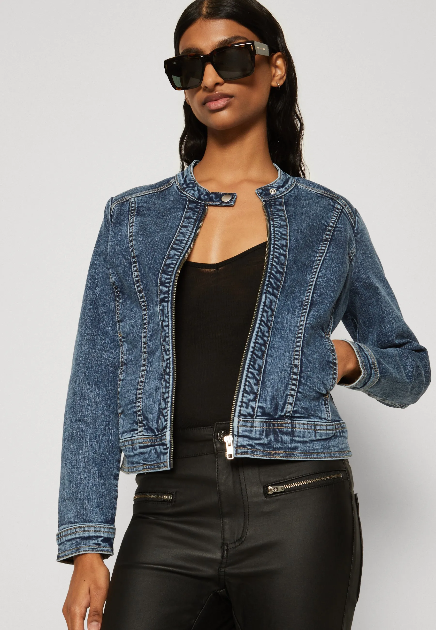 ONLTIA BANDIT BIKER JACKET - Giacca di jeans