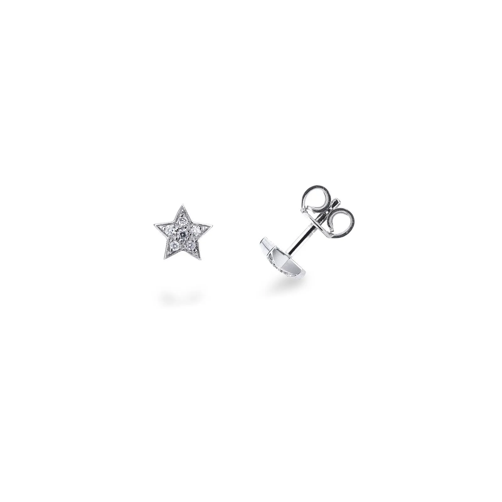 Orecchini a stella in oro bianco 18k con Diamanti