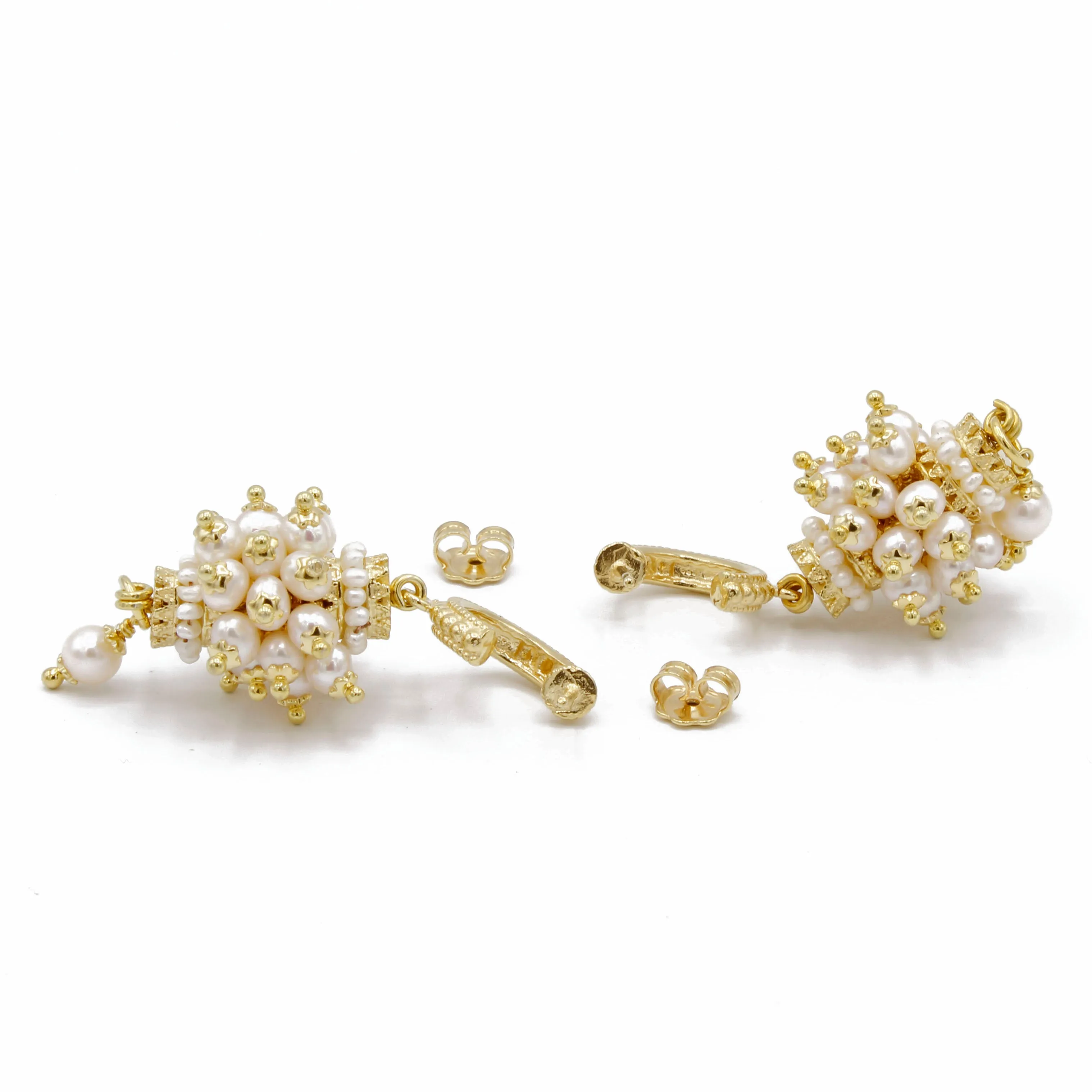 Orecchini argento placcato oro giallo con perle di acqua dolce