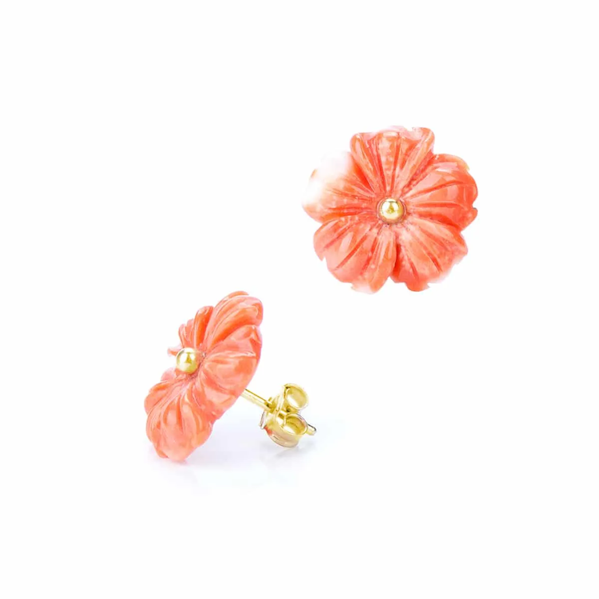 Orecchini Fiore Corallo Rosso Cerasuolo in Oro