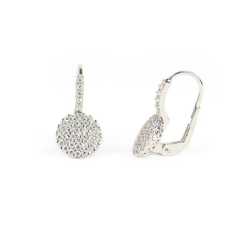 Orecchini monachella in oro bianco con pavé zirconi bombato