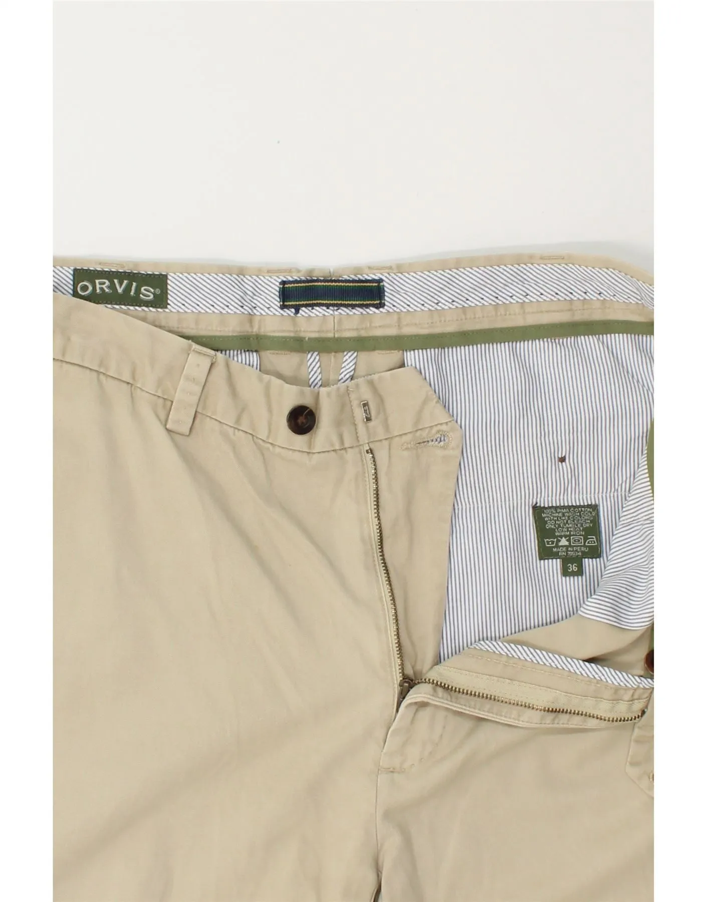 ORVIS Mens Chino Shorts W36 Large Beige Cotton