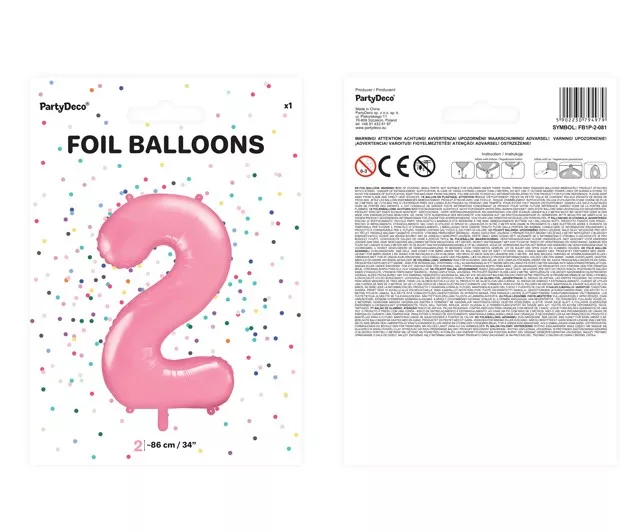 Palloncino numero 2 rosa 86 cm