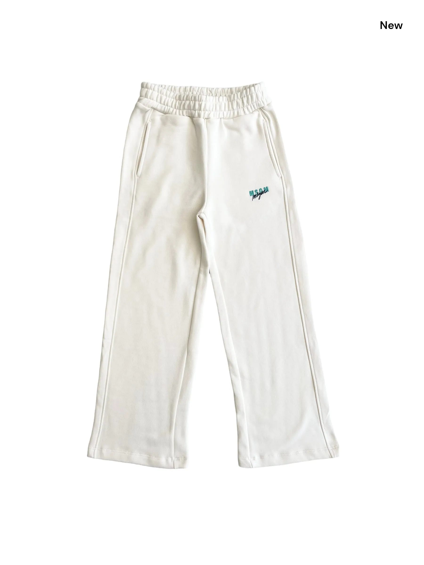 Pantalone in felpa panna con logo per bambina